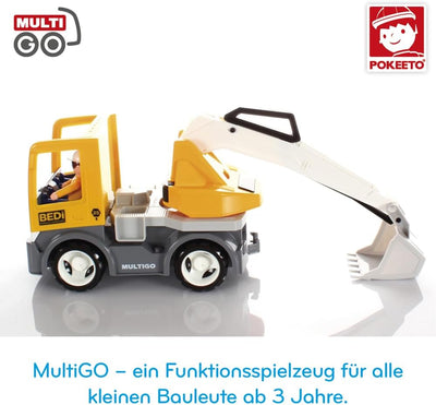 MultiGO Build Sandkasten Spielzeug für Kinder ab 3 Jahre - grosser Bagger mit Fahrer - Sandspielzeug
