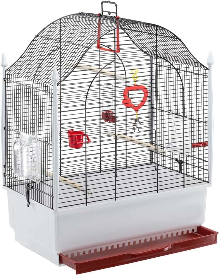 Ferplast Vogelkäfig Kanarienvogel, inkl. Vogelspielzeug, Vogel-Futternapf, Vogel-Sitzstangen, Schwar