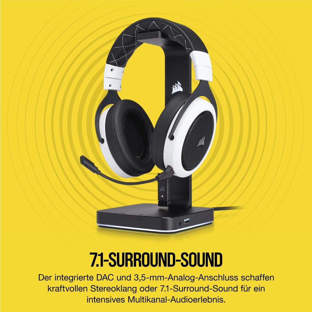 Corsair ST100 Premium Kopfhörer-Ständer (2x USB 3.1, Aluminium, 7.1 Dolby Audio Ausgang) schwarz RGB