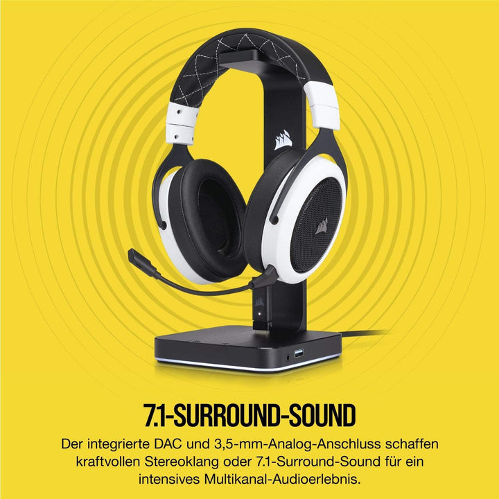 Corsair ST100 Premium Kopfhörer-Ständer (2x USB 3.1, Aluminium, 7.1 Dolby Audio Ausgang) schwarz RGB