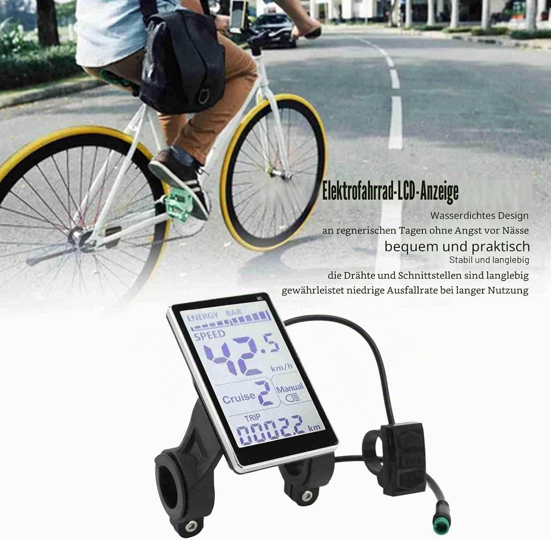 Alomejor Wasserdichtes LCD-Display f¨¹r Elektrofahrr?der, Ersatzpanel f¨¹r Scooter, 500C-kompatibel,