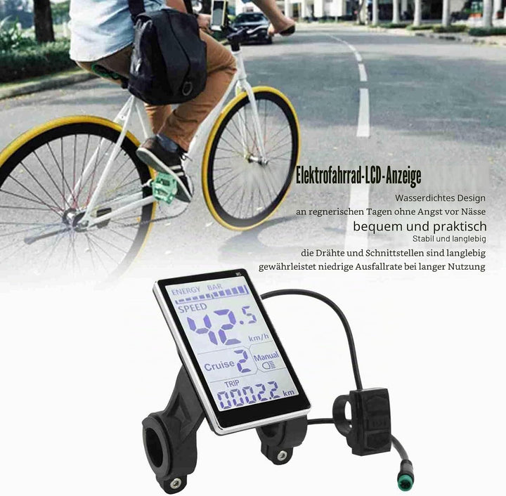 Alomejor Wasserdichtes LCD-Display f¨¹r Elektrofahrr?der, Ersatzpanel f¨¹r Scooter, 500C-kompatibel,