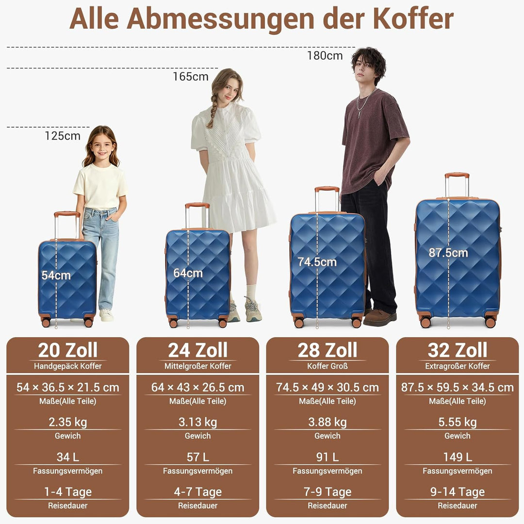 British Traveller Hartschalenkoffer Mittelgross Handgepäck Koffer 61 * 42 * 26cm Reisekoffer Mittelg