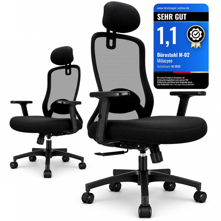 Bürostuhl, Ergonomischer Bürostuhl mit Verstellbarer 4D Lendenwirbelstütze, Schreibtischstuhl mit Ko