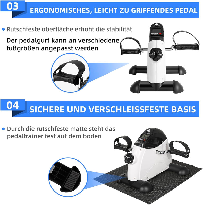 EVOLAND Heimtrainer Mini Fitnessbike, Arm und Beintrainer Pedaltrainer mit LCD Display, Hometrainer