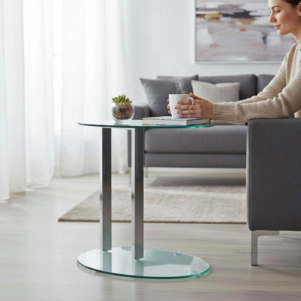 HAKU Möbel Beistelltisch, Metall, chrom, B 45 x T 35 x H 50 cm 45 x 35 x 50 cm Modern, 45 x 35 x 50