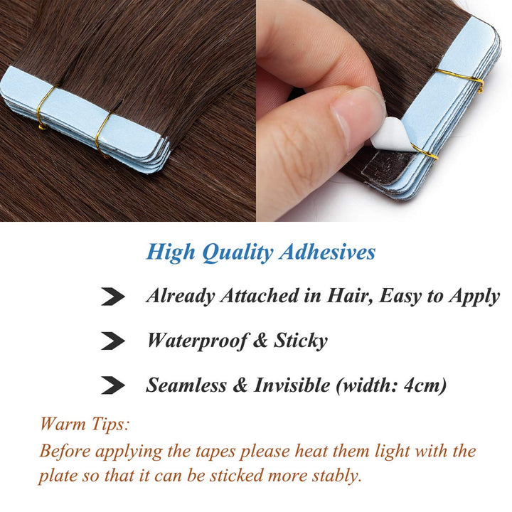 SEGO Tape Extensions Echthaar Klebeband 20 Stück Haarverlängerung 3G/pcs 100% Remy Human Haar Haarte
