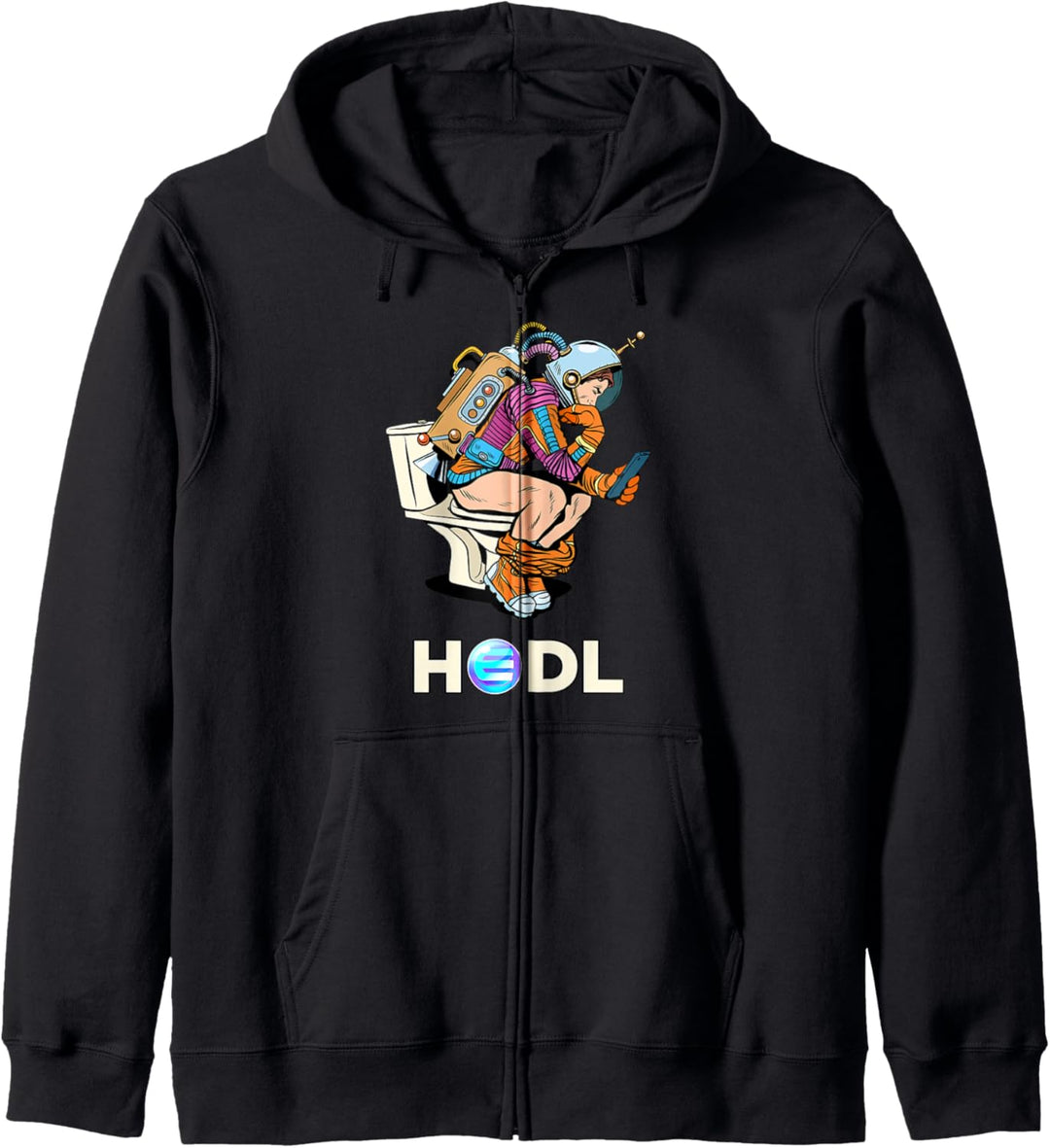 Cryptocurrency Talk ENJ Enjin HODL Space Man On Toilet Merch Kapuzenjacke