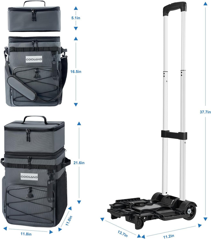 Odoland Kühltasche gross 48/72 can Rollkühler Picknicktasche mit Rädern und Griff Auslaufsicher & Wa
