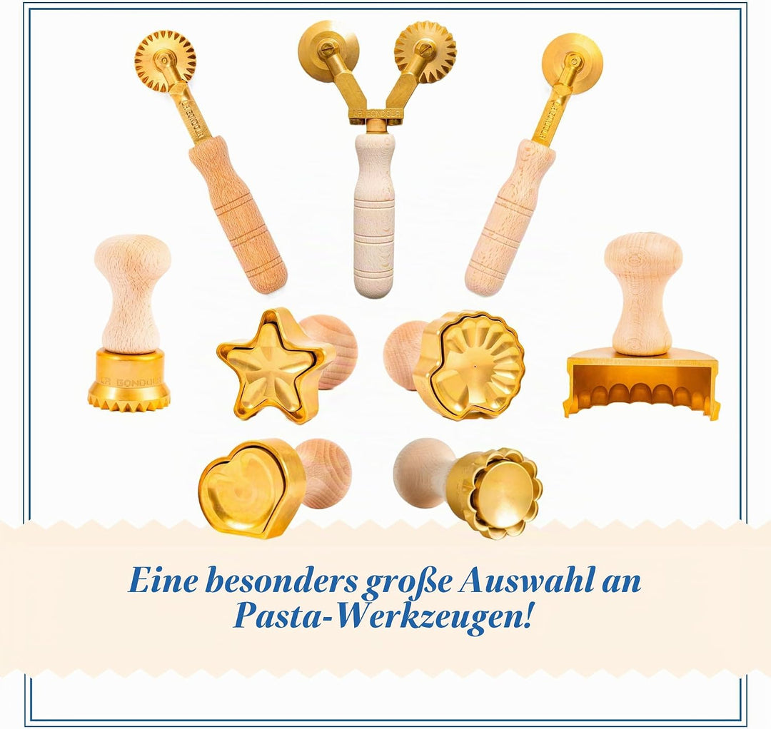 LA GONDOLA Ravioli Stempel Cuore Love, Herzform, Messing, Griff aus Naturholz