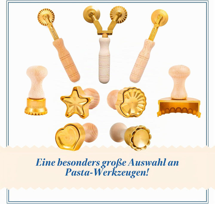 LA GONDOLA Ravioli Stempel Cuore Love, Herzform, Messing, Griff aus Naturholz