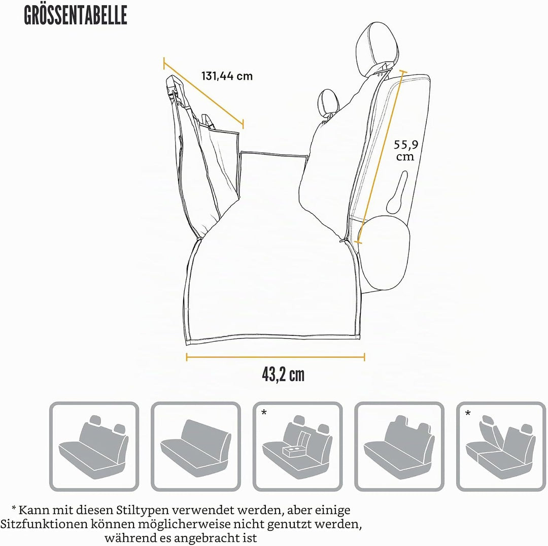 Carhartt Universell passgenaue Nylon-Hängematte für Haustiere, Autositzschutz, Hunde-Rücksitzbezug,