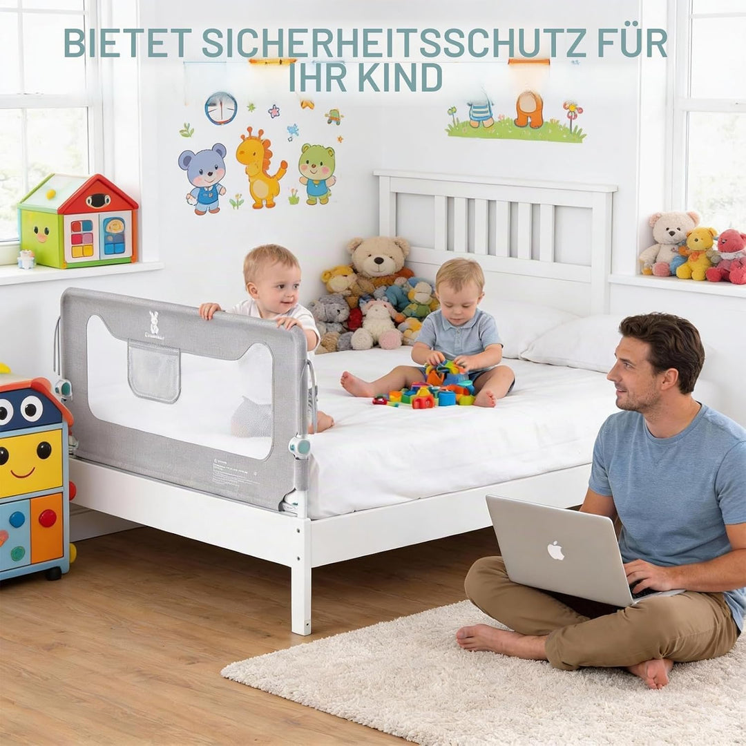 Verdego Rausfallschutz Bett 200 cm, Rausfallschutz Boxspringbett Klappbar, 300D Oxford Stoff, Luftig