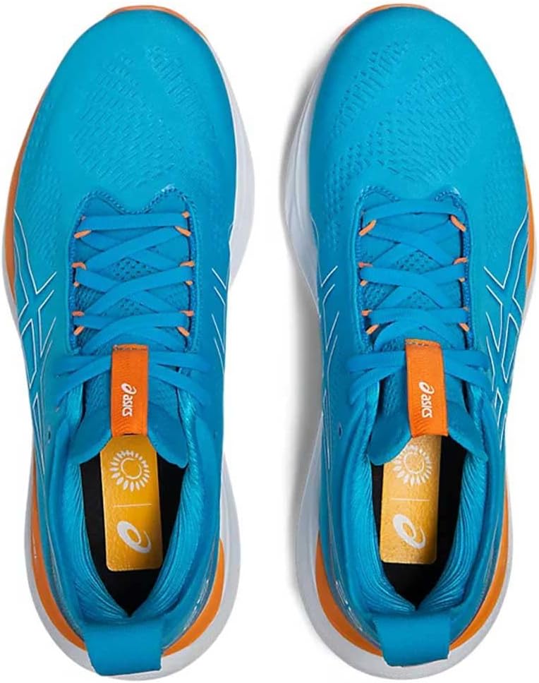 ASICS Nimbus 25 Strassenlaufschuhe für Männer Schwarz Silber 44.5 EU Island Blue Sun Peach, 44.5 EU