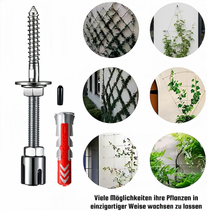 18 Stück Rankhilfe Wand Edelstahl Metall Halter Drahtseil Kletterhilfe Pflanzen Stütze, 18