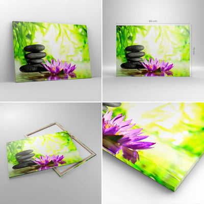 Bilder auf Leinwand 100x70cm Leinwandbild Spa bambus blume wasser Gross Wanddeko Bild Schlafzimmer K