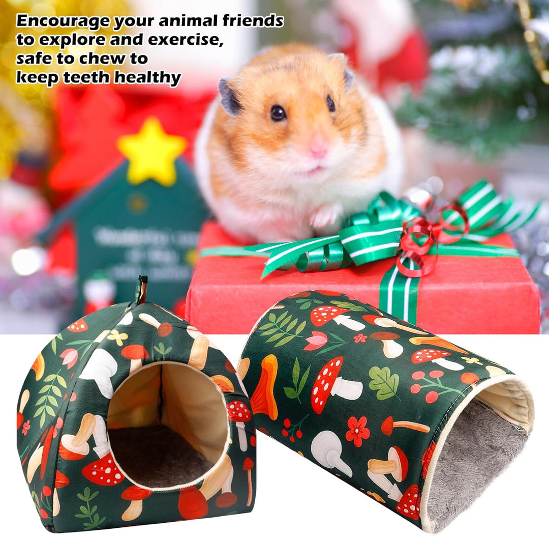 Meerschweinchen Haus & Tunnel 2er Set, Meerschweinchen Bett Waschbar Kuschelhaus & Spielzeug Kuschel