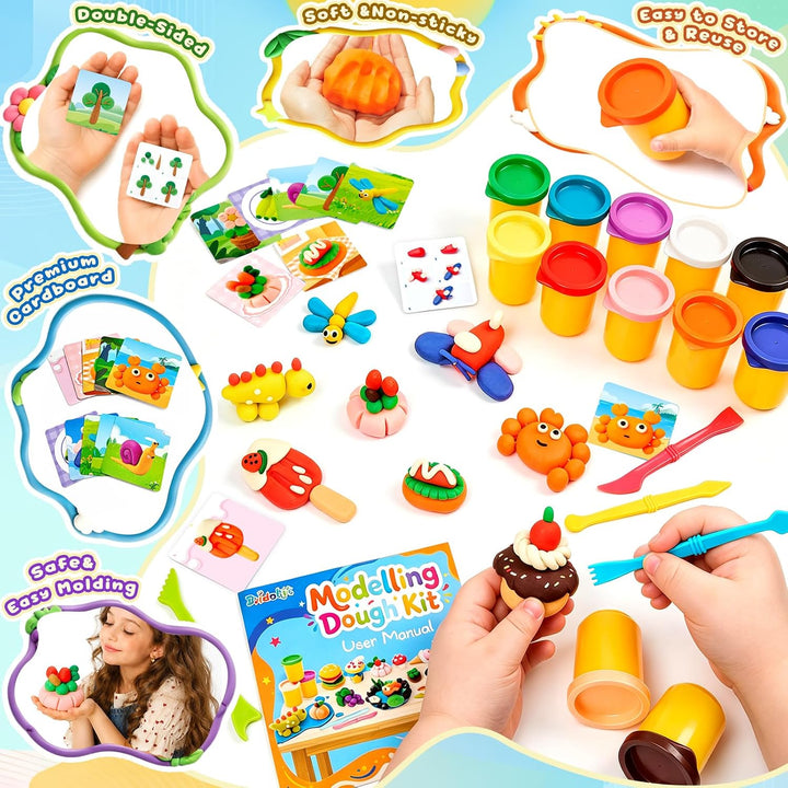 16 Farben Knete Set für Kinder ab 3 Jahren, Ungiftig &amp; Weich (50g/Dosen) | 5 Knete Zubehör, 10 Kreat