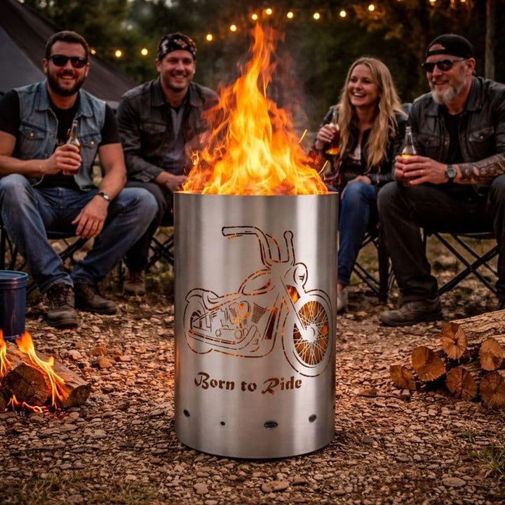 Coole Feuertonne/Feuerkorb mit Motiv Born to Ride