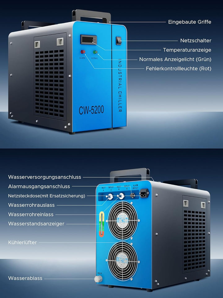 OMTech Industrieller Wasserkühler & Chiller für 50W-150W CO2 Laser Cutter