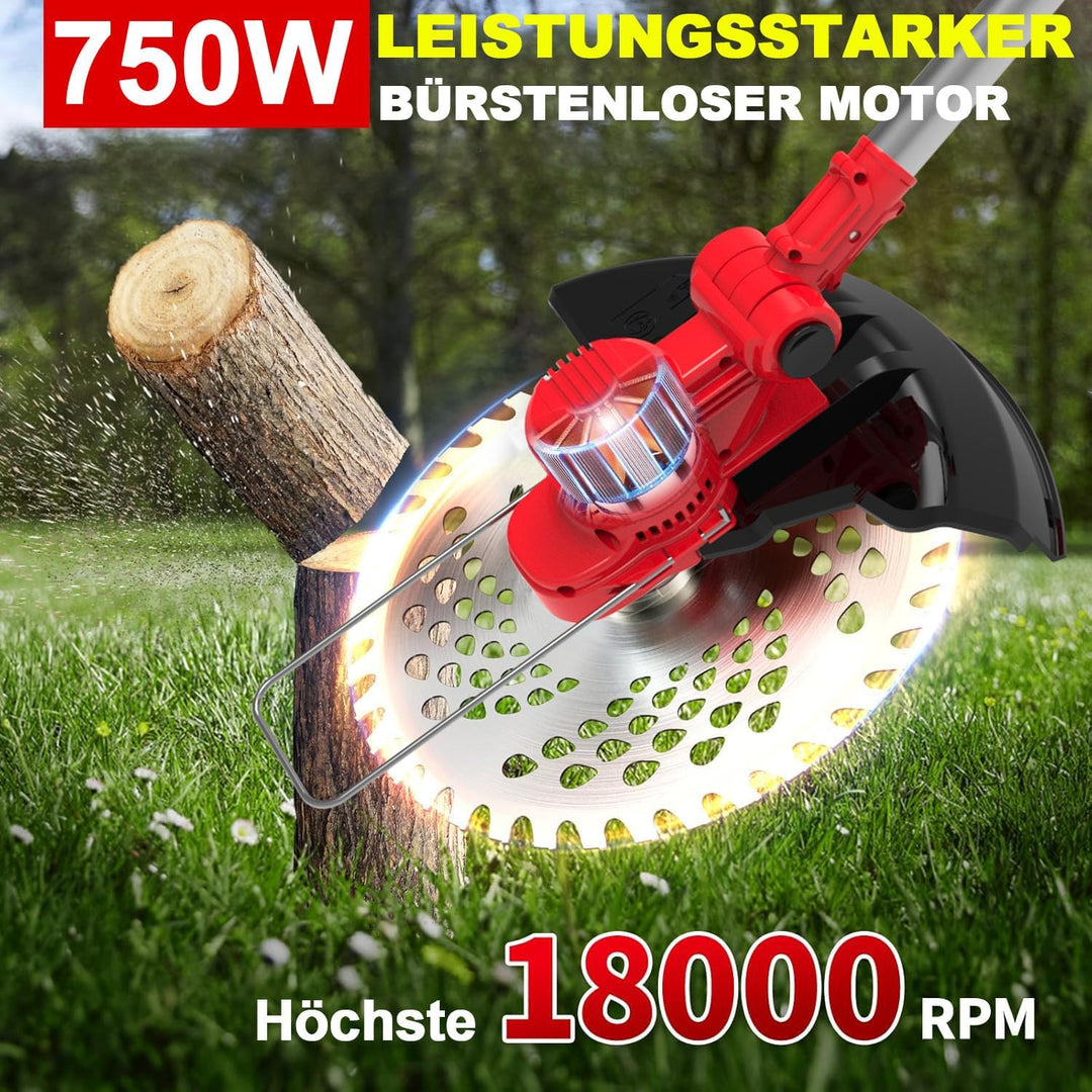 Rasentrimmer mit Akku und Unkrautbürste,21V Akku Rasentrimmer für Makita Akkus,Inkl 2X4.0Ah Akku &amp; L