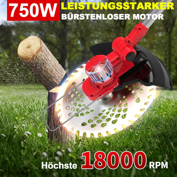 Rasentrimmer mit Akku und Unkrautbürste,21V Akku Rasentrimmer für Makita Akkus,Inkl 2X4.0Ah Akku &amp; L