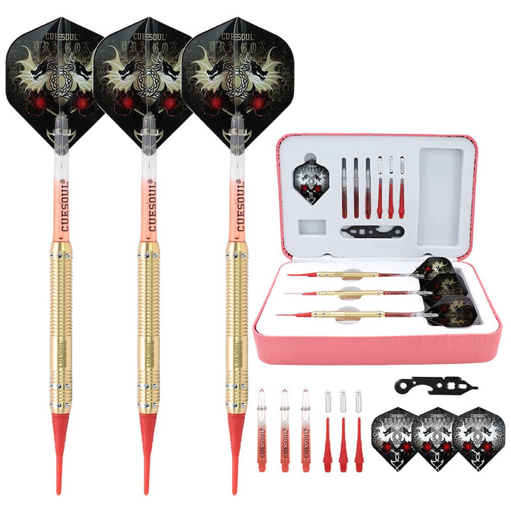 Cuesoul 16 Grams Deluxe Soft Tip Darts Set with Luxury Case（Dragon Series） JL-STL-B1108+D601, JL-STL