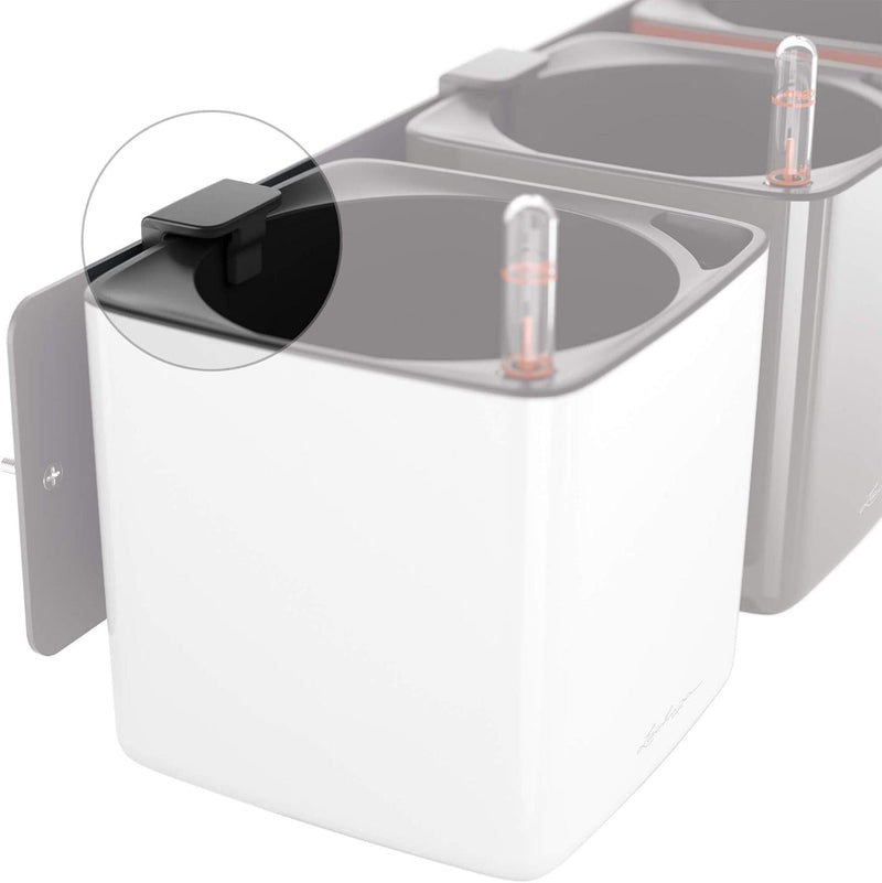 Lechuza Cube Glossy Triple, Weiss, Lackierte Oberfläche, Hochwertiger Kunststoff, Stick-Bewässerungs
