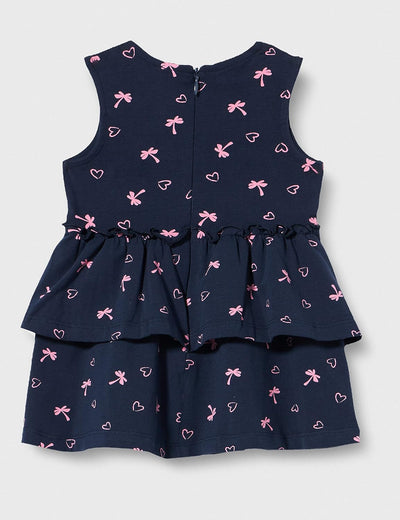 s.Oliver Junior Baby Girls 2130669 Stufenkleid mit Volants und Print, blau 59A1, 74