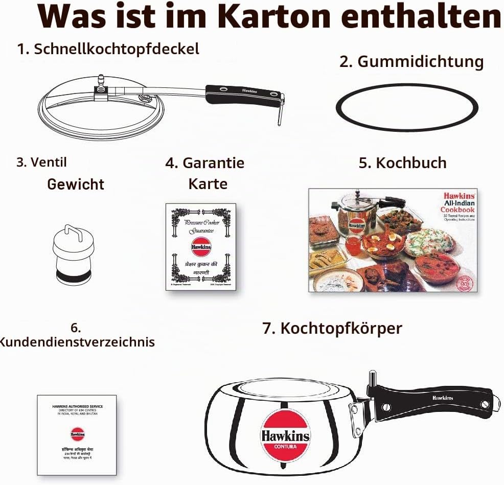 Hawkins HC20 Contura Schnellkochtopf, klein, Aluminium 2 litre, 2 litre