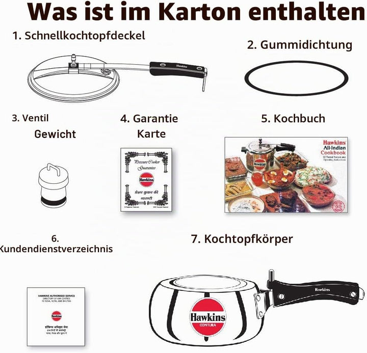 Hawkins HC20 Contura Schnellkochtopf, klein, Aluminium 2 litre, 2 litre