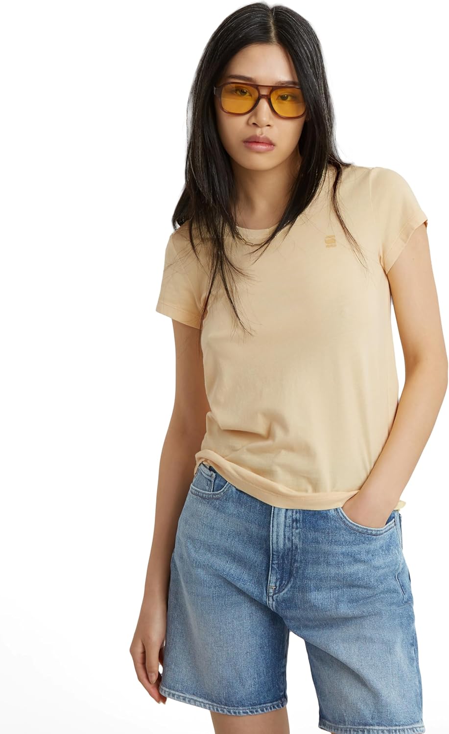 G-Star RAW Damen Eyben Slim V-Neck Top 2.0 Tops XXS Gelb (Reed Yellow Gd D24533-b059-g500), XXS Gelb