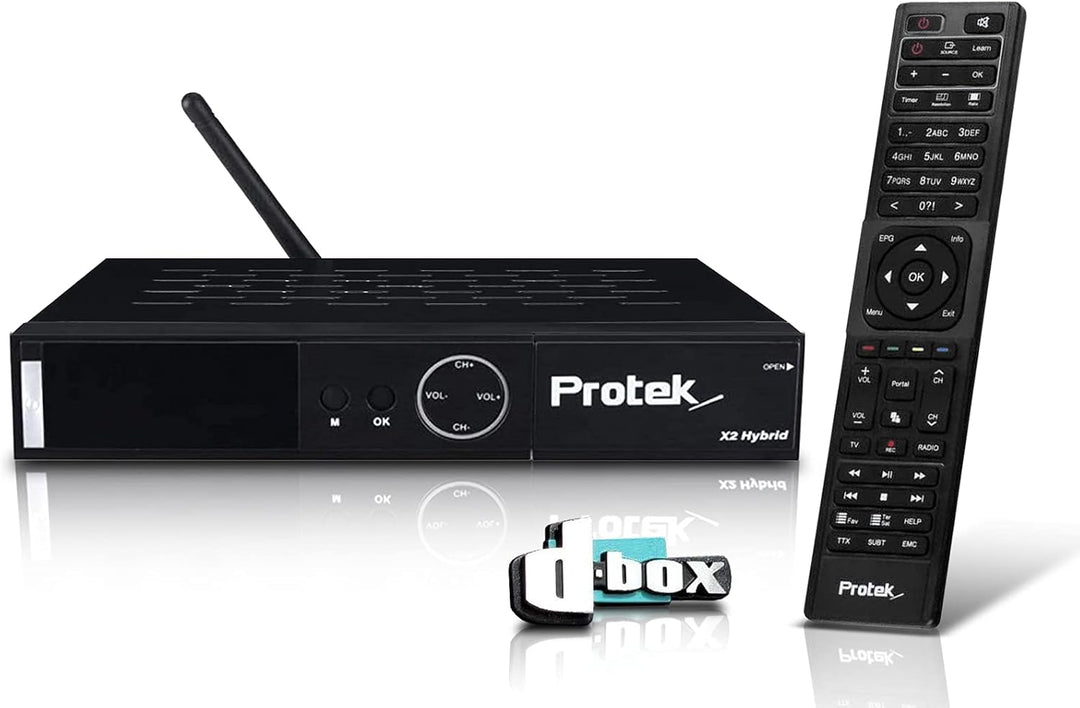 HMP Protek X2 4K UHD Combo Receiver - E2 Linux - 1x DVB-S2 + 1x DVB-C/T2 Tuner - WiFi, Infrarot Empf