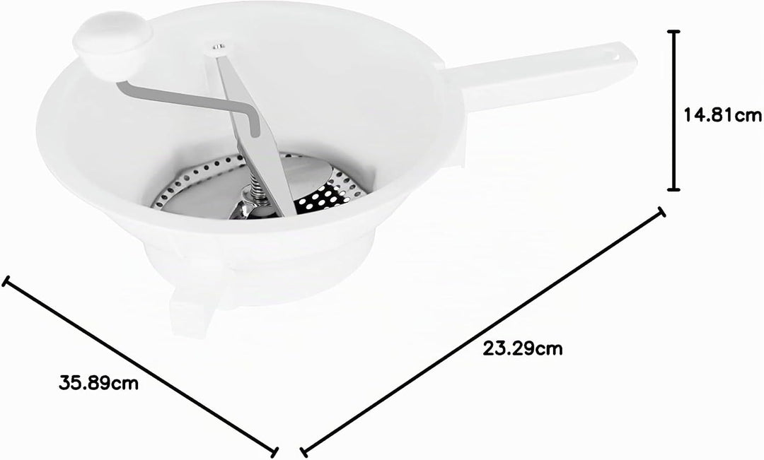Metaltex Passiermaschine Spring mit 3 Edelstahl Scheiben, ø 24 cm, Weiss Weiss 24 cm, Weiß 24 c