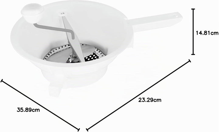 Metaltex Passiermaschine Spring mit 3 Edelstahl Scheiben, ø 24 cm, Weiss Weiss 24 cm, Weiß 24 c
