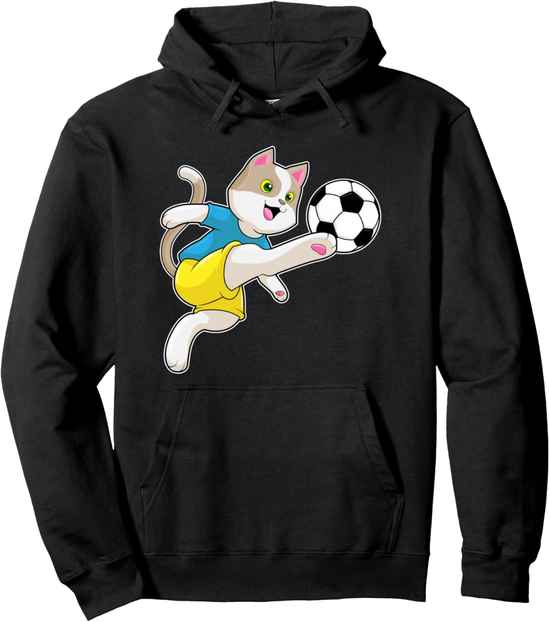 Katze Fussballspielerin Fussball Sport Pullover Hoodie