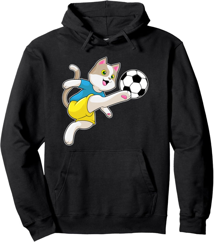 Katze Fussballspielerin Fussball Sport Pullover Hoodie