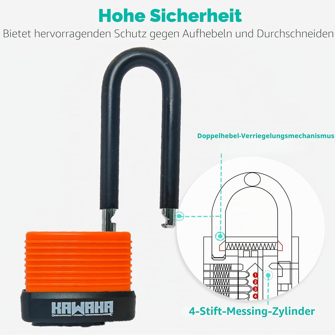 92/40L-2P Wasserdichte Aluminium-Vorhängeschlösser mit langem Bügel und Schlüssel (ultraleicht, glei