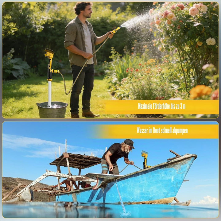 Kabellose Stick-Wassertransferpumpe für Dewalt 18V 20V Akku, 3M Kopfhöhe, 3600L/h High Flow Tragbare