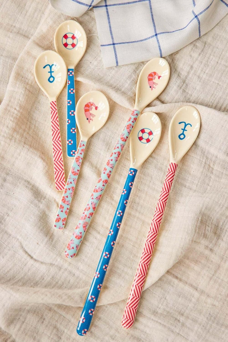 Rice Latte Löffel 3er-Set Rettungsring Krabbe Anker Motiv Geschirr Melamingeschirr Kindergeschirr Ki