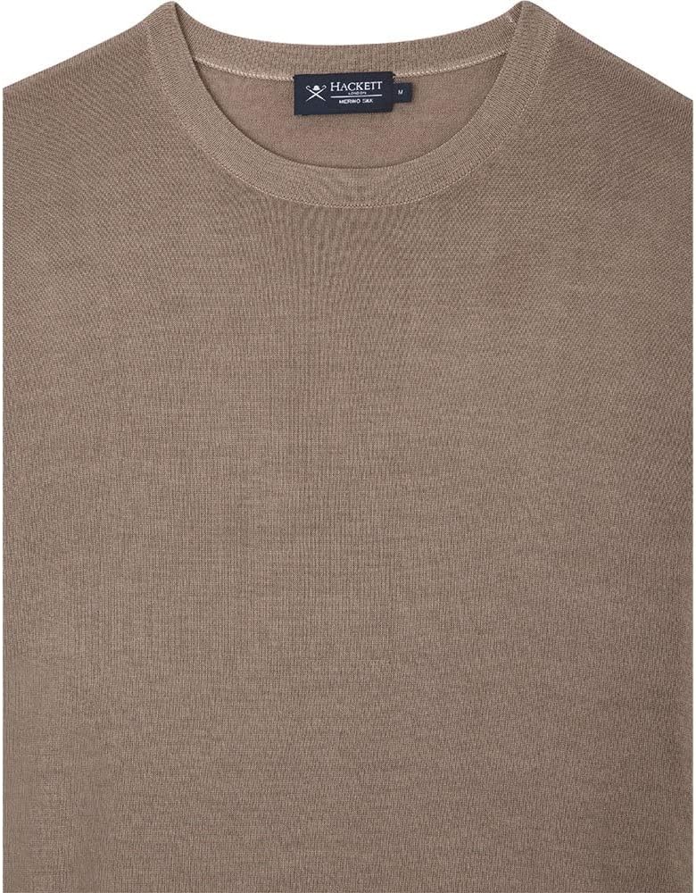 Hackett London Herren GMD Merino Silk Crew Pullover XXL Brown (Desert Taupe), XXL Brown (Desert Taup