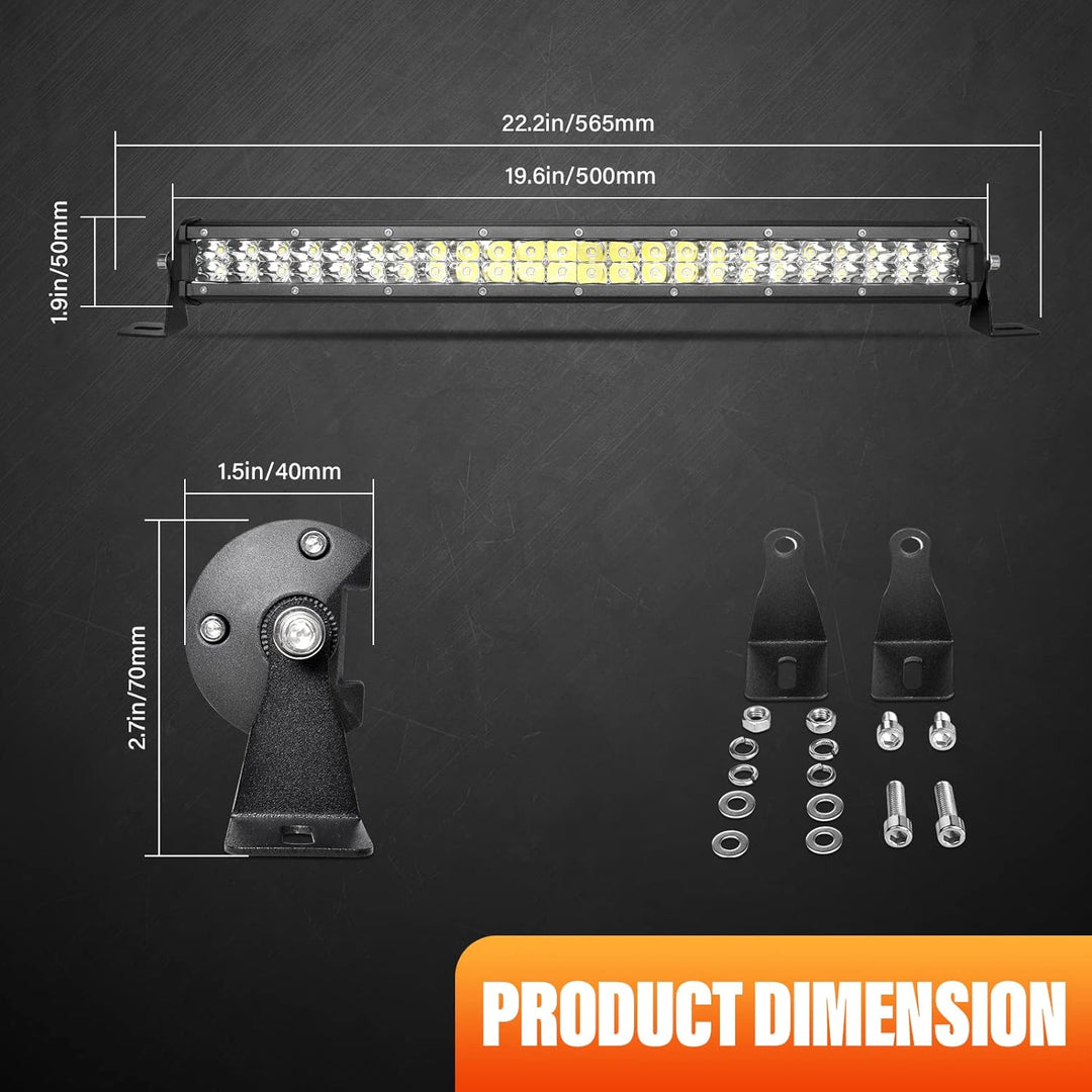 Willpower Led Arbeitsscheinwerfer Bar Traktor 20 Zoll 144W + Magnet Halterungen + Kabelbaum Led Sche