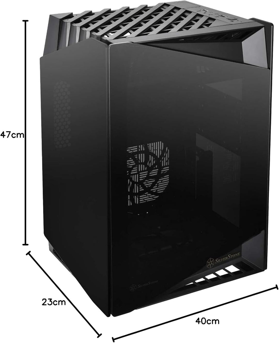 SilverStone SST-LD03B Lucid Mini Tower Mini-ITX Computer Gehäuse, geräuscharme Leistung bei hohem Lu
