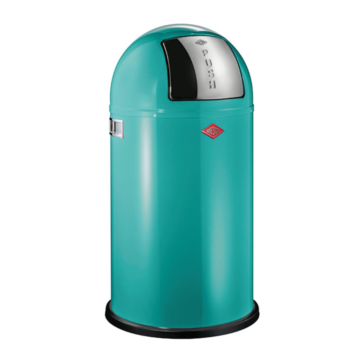Wesco Pushboy Mülleimer in der Farbe türkis, pulverbeschichtetes Stahlblech, 50 Liter Volumen, gross