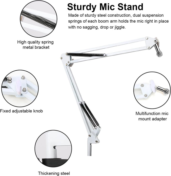YOUSHARES Weiss Mikrofonarm fur Razer Seiren Mini & V3 Mini - Professionelle Boom Arm mit Schaumstof