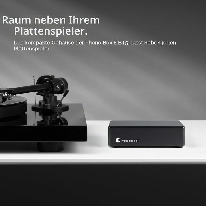 Pro-Ject Phono Box E BT 5, Kabelloses BT5-Streaming mit aptX HD für Phono und Line Quellen, Schwarz