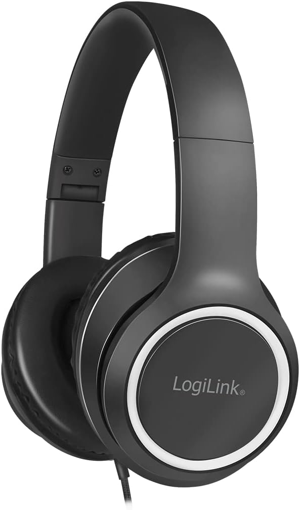 LogiLink HS0053 Stereo Headset mit Mikrofon, mit integrierten Bedienelementen, weichen Over-Ear-Ohrp