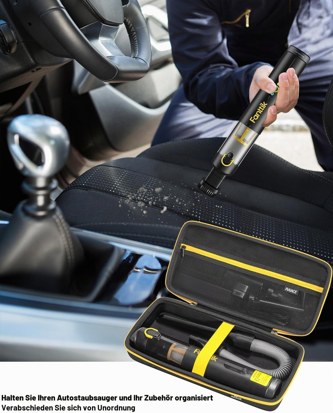 RAIACE Autostaubsauger-Etui, Hartschalen-Reiseetui, kompatibel mit Fanttik V8 Apex/Slim V8 Mate/ V10