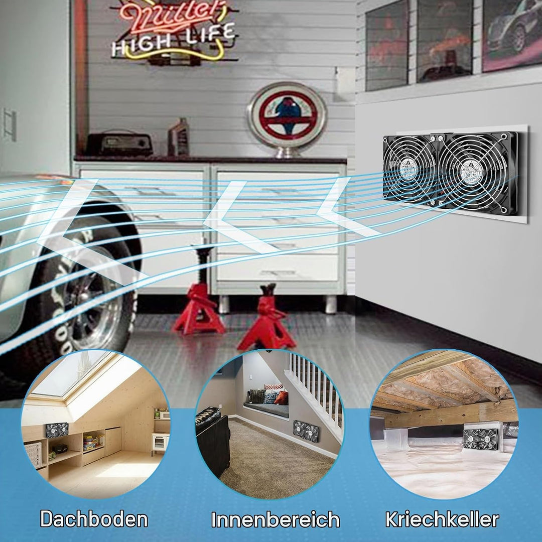 GDSTIME Gehäuselüfter 240mm 230V Dual Lüfter 2 x 120mm PC Lüfter 230V PC Ventilator 240mm mit DC 4V