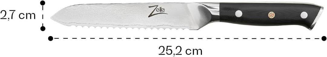 Zelite Gezacktes Kochmesser, Scharfes Küchenmesser 14 cm, Japanisches Messer für Zuhause und Gastro,